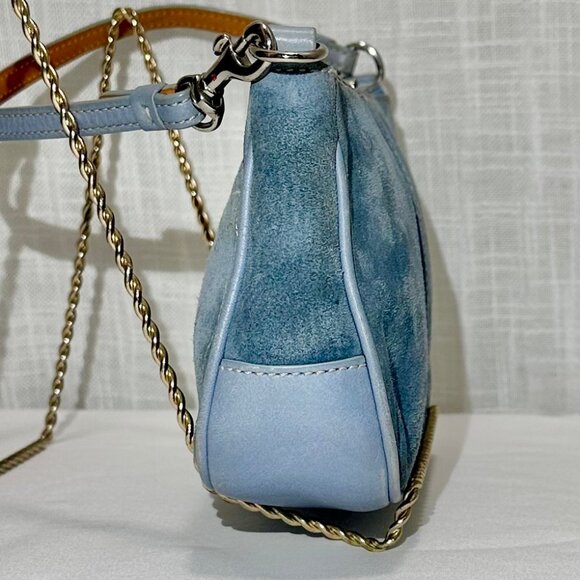 Coach Vintage Baby Blue Suede Leather Heart Stitched Demi Y2K Purse RARE 6732 - Picture 8 of 16